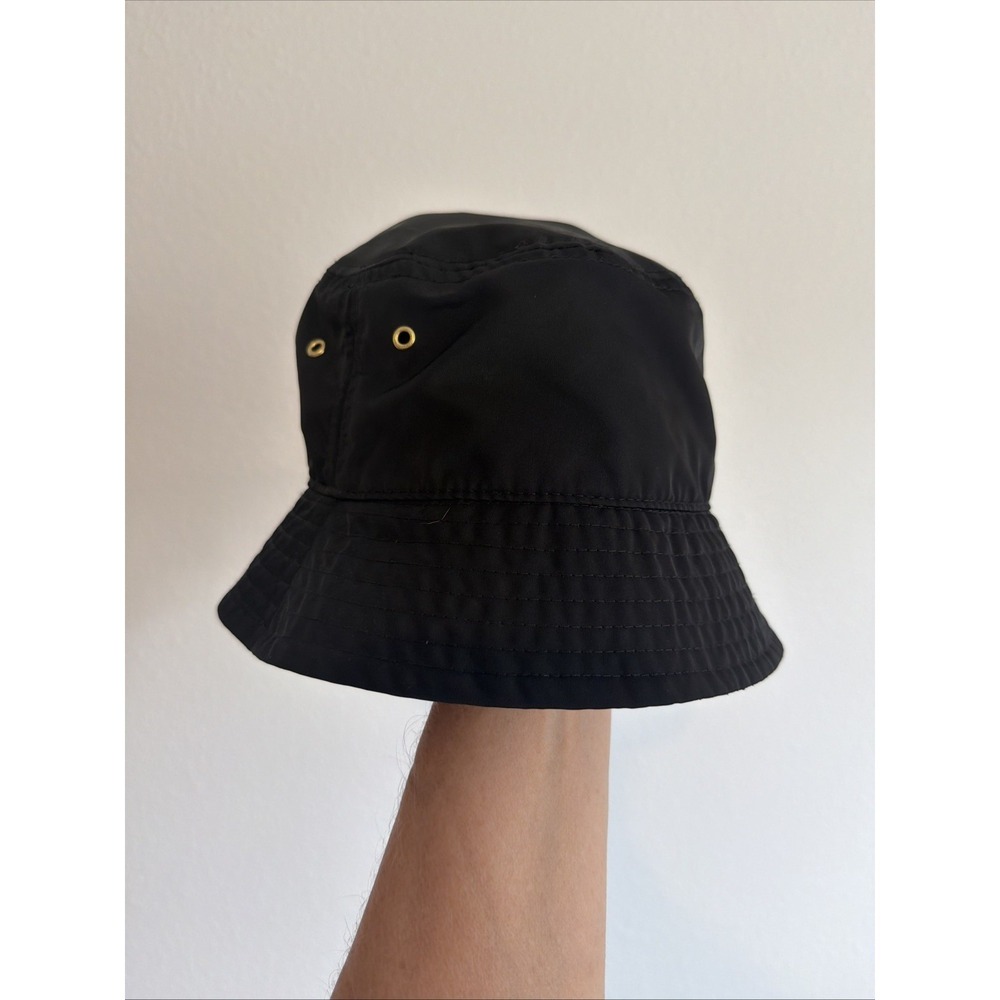 H&M Black Bucket Hat Size M 58 Polyester Cotton Lined Sun Hat Eyelet Vents